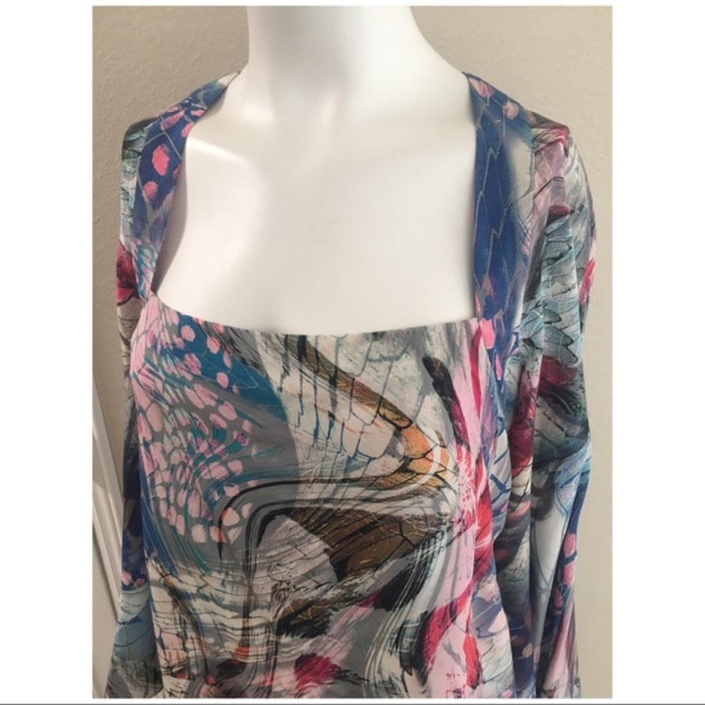 Anthropologie Butterfly Wing Silk Bell Sleeve Dress